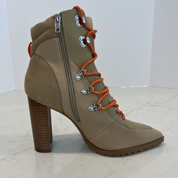 Steve Madden Boots Womens 9 M Karey Ankle Booties Boots Beige Fabric Leather - Picture 6 of 14